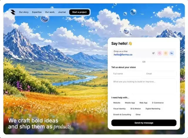 Build With Us — Contact us website design direction